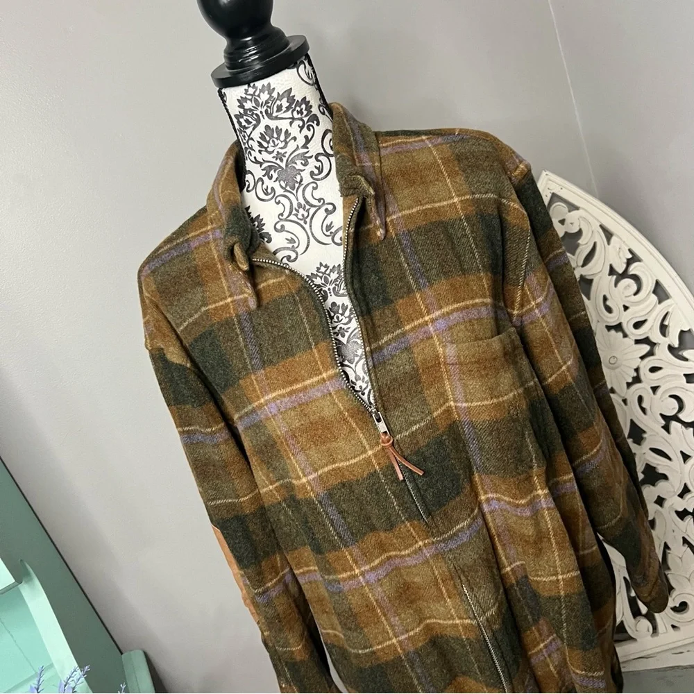 VINTAGE Ralph Lauren Lambs Wool Plaid Zip Up Jacket Size 3x Shacket Shirt Jacket - Picture 2 of 12